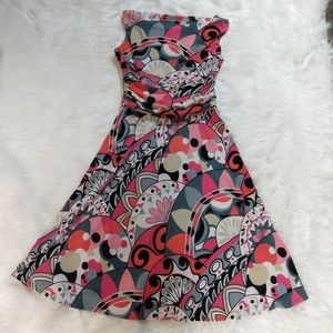 SASHI sun dress with neck tie patterned